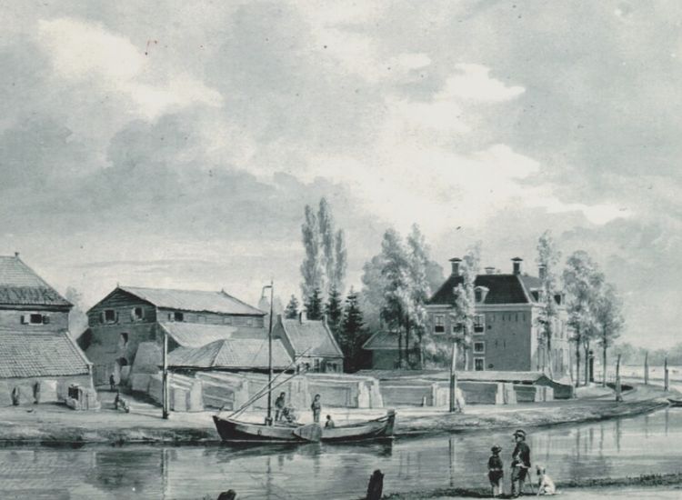 Steenfabriek bij Cromwijck, litho P.J. Lutgers, circa 1840.