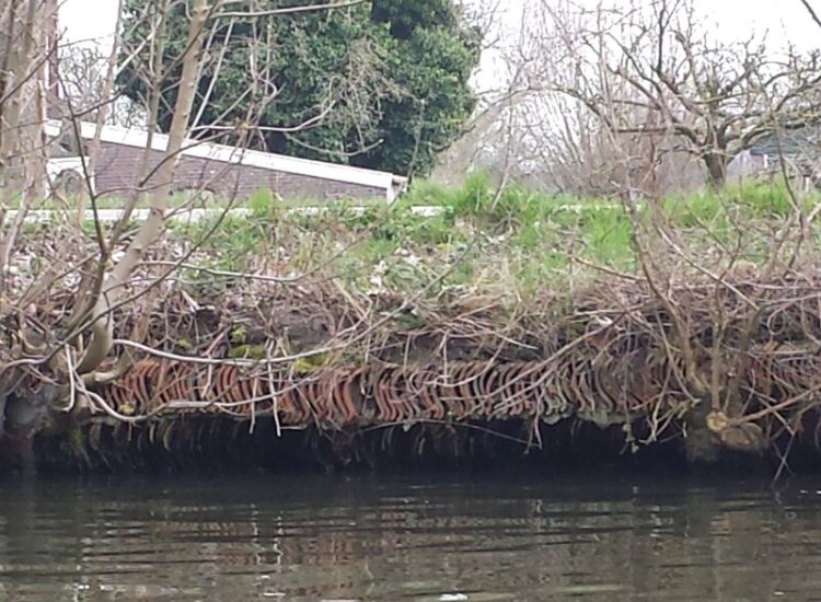 Ingestorte dakpanoever langs de Vecht