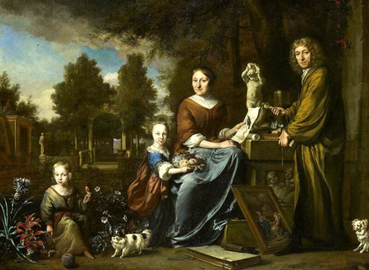 Familieportret van Agnes Block van Vijverhof, ook wel Flora Batava genoemd. J. Weenix, Coll. Amsterdam museum
