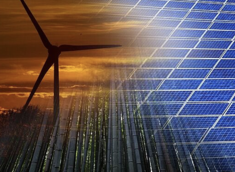 Zonnepanelen en windturbines, animatie