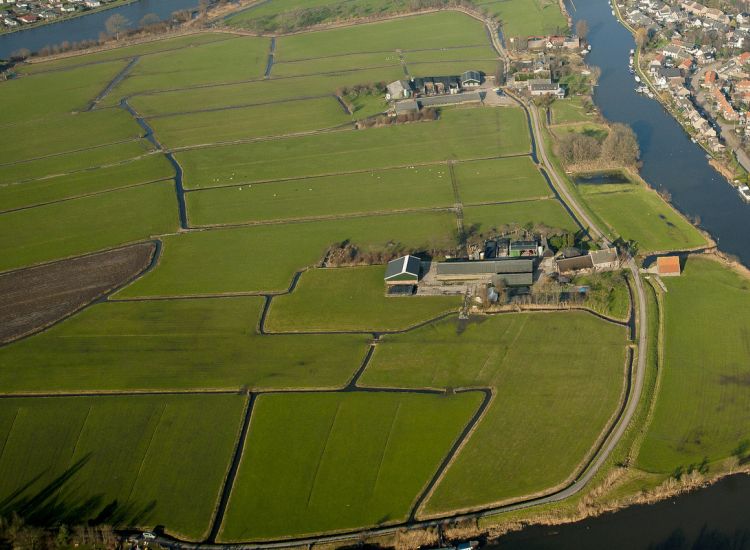 De noordelijke Vecht heeft en smalle oeverwal en meer agrarische bebouwing, vooral aan de westoever.